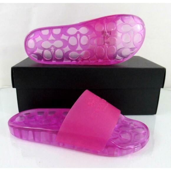 Women's Coach Ulyssa Rubber Pool Slide Transparent Sandals Bold Pink Size 7 - Picture 7 of 8